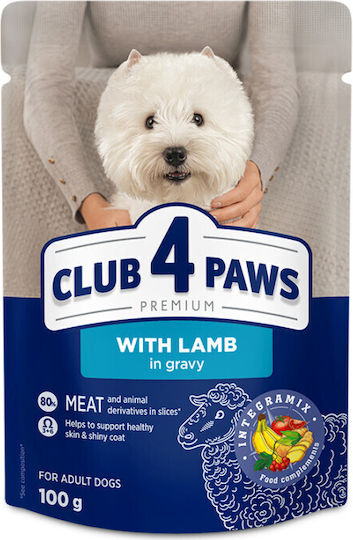 Club 4 Paws Υγρή Τροφή Σκύλων σε Φακελάκι με Αρνί 100gr