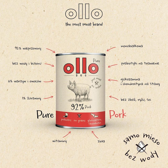Dog Food Υγρή Τροφή Σκύλων με Χοιρινό χωρίς Σιτηρά 850gr