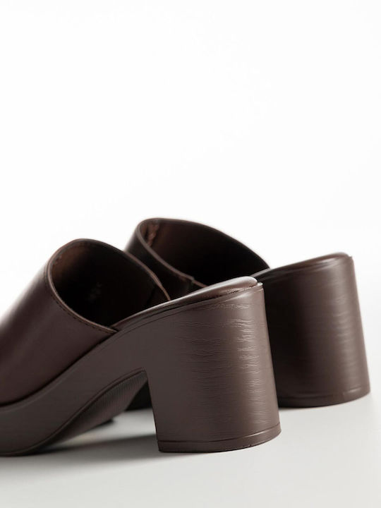 Damen Pantoletten mit Chunky Hoch Absatz in Braun Farbe K26-301-68368-KAFE