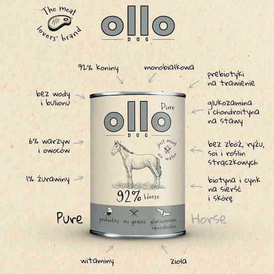 Ollo Υγρή Τροφή Σκύλων χωρίς Σιτηρά 400gr