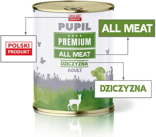 Dog Food Wet Food Dogs with Meat and Deer Grain-Free 800gr