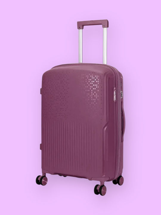 Amber Large Hard Travel Suitcase Purple with 4 Wheels Height 75cm