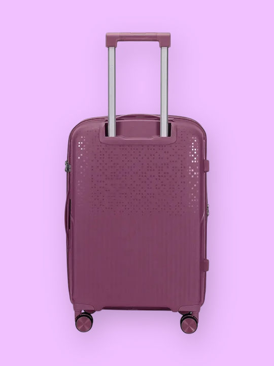 Amber Large Hard Travel Suitcase Purple with 4 Wheels Height 75cm