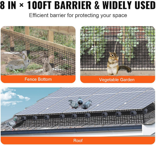 Vevor Kit Rulou Gard Păsări Pentru Panouri Solare 8 Inch X 100ft 100 Bucăți Cleme Din Aliaj De Aluminiu Protecție Panou Solar Acoperire PVC Rezistentă La Rugină Plasă De Sârmă 1/2 Inch