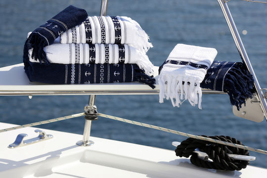 Bath Towels Anchors Santorini Blue Set of 3 Pieces