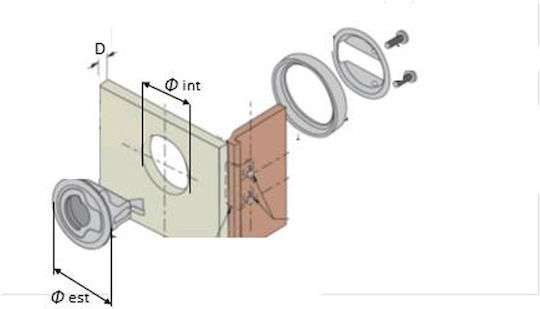 Flush Pull Latch Internal Opening System Without Lock External Diameter 62mm