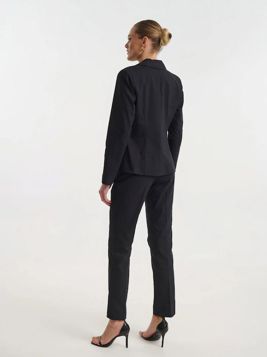 Women's High Rise Crepe Trousers Black