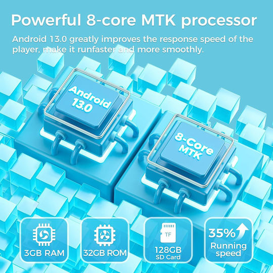 Mp3 Player Bluetooth 5.0 160 Gb Ecran Tactil 4 Inch – Mp3/mp4 Player Wi-fi Dual-band Micro Sd Android 13 Suport Spotify Audible Play Store Radio Fm Extindere Stocare Până La 1 Tb
