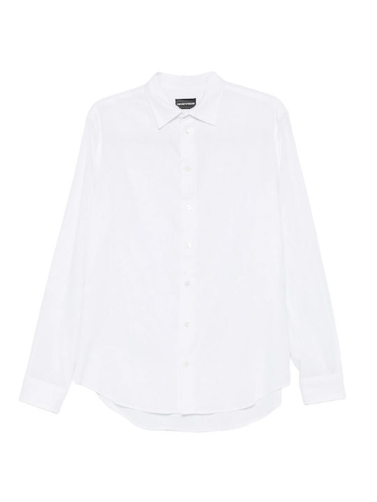Long Sleeve Linen Shirt in Regular Fit White