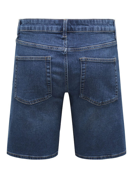Pantaloni Scurți Bărbați Denim Albaștri