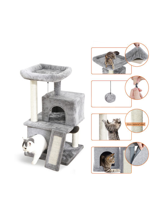 Animal Scratching Post Cat Trees Gray 3 levels 50x45x87cm