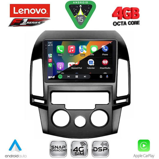 Lenovo Car Audio System for Hyundai i30 2007-2012 with A/C Bluetooth USB WiFi GPS Apple CarPlay Android Auto with 9" Touch Screen