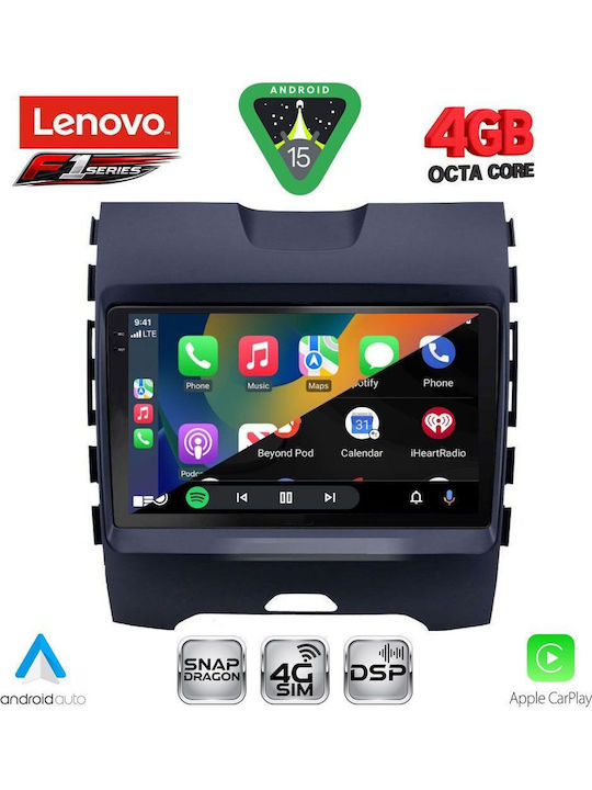 Lenovo Car Audio System for Ford Edge 2015-2023 Bluetooth USB WiFi GPS Apple CarPlay Android Auto with 9" Touch Screen