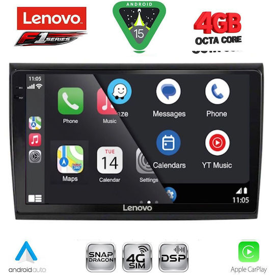 Lenovo Ηχοσύστημα Αυτοκινήτου για Fiat Bravo 2007-2019 (Bluetooth/USB/WiFi/GPS/Apple-Carplay/Android-Auto) με Οθόνη Αφής 9"