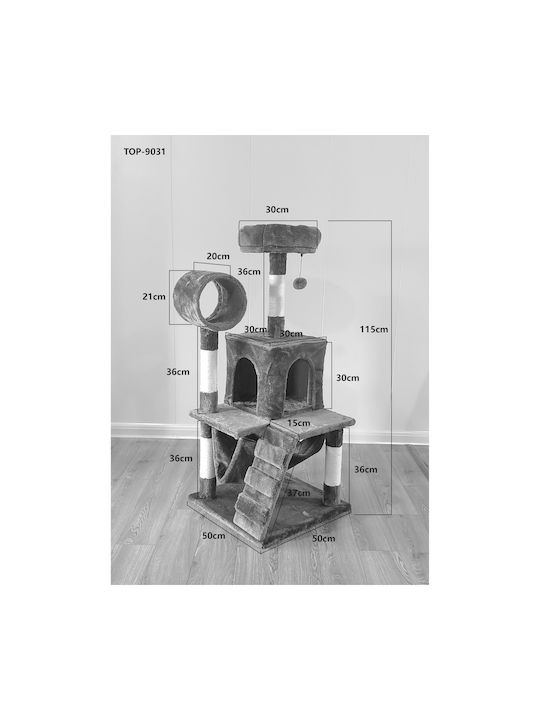 Animal Scratching Post Cat Trees Gray 4 levels 50x50x115cm