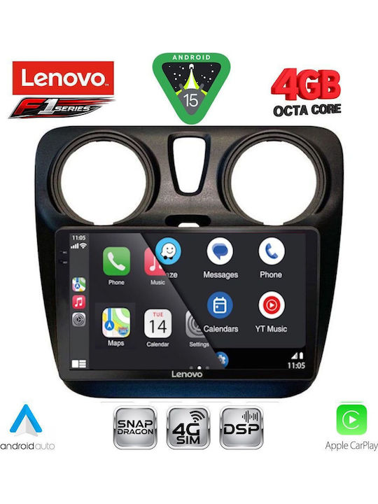 Lenovo Car Audio System for Dacia Dokker 2012-2022 (Bluetooth/USB/WiFi/GPS/Apple CarPlay/Android Auto) with 9" Touch Screen