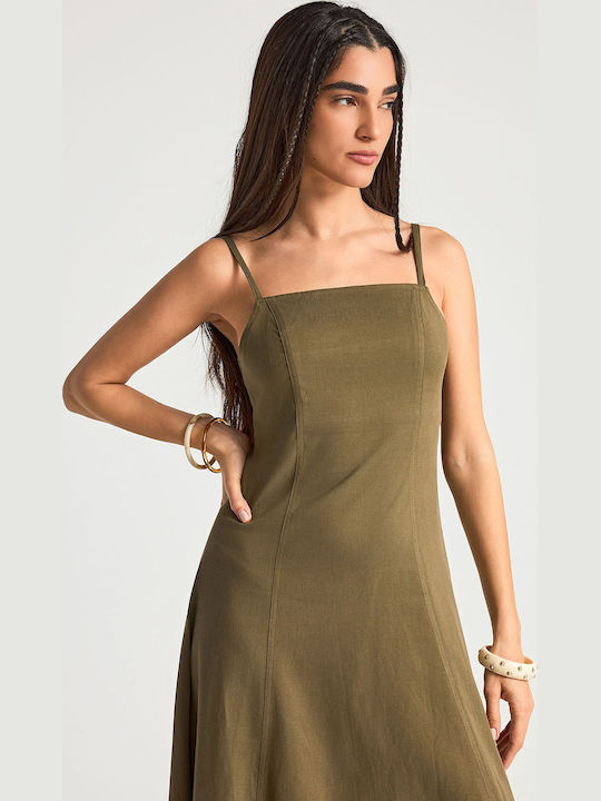 Summer Midi Dress Khaki
