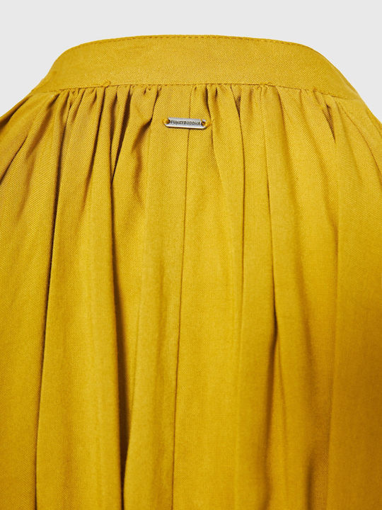 Summer Midi Shirt Dress Yellow