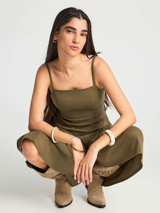Summer Midi Dress Khaki