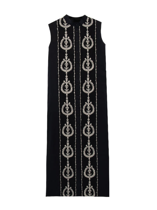 Summer Maxi Shirt Dress Ecru-Black