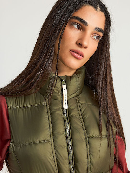 Women's Sleeveless Jacket for Spring Autumn Khaki