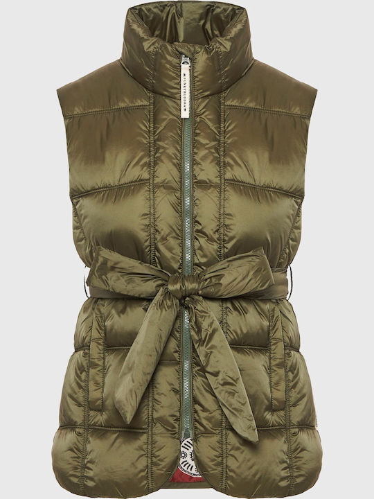 Women's Sleeveless Jacket for Spring Autumn Khaki