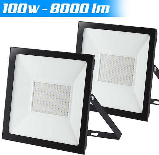 Bakaji Στεγανός Προβολέας LED 100W Ψυχρό Λευκό 6000K IP65