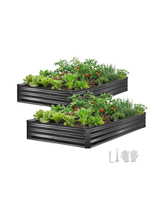 Vevor Vevor Set 2 Metallische Blumenkästen Dunkelgrau 240x30cm