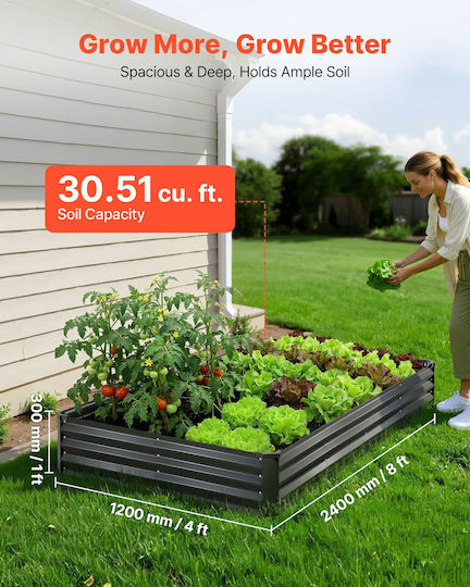Vevor Vevor Set 2 Metallische Blumenkästen Dunkelgrau 240x30cm