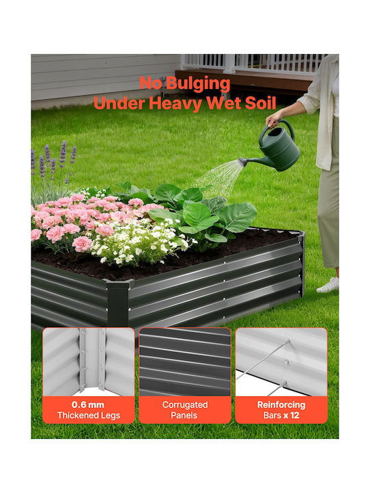 Vevor Vevor Set 2 Metallische Blumenkästen Dunkelgrau 240x30cm