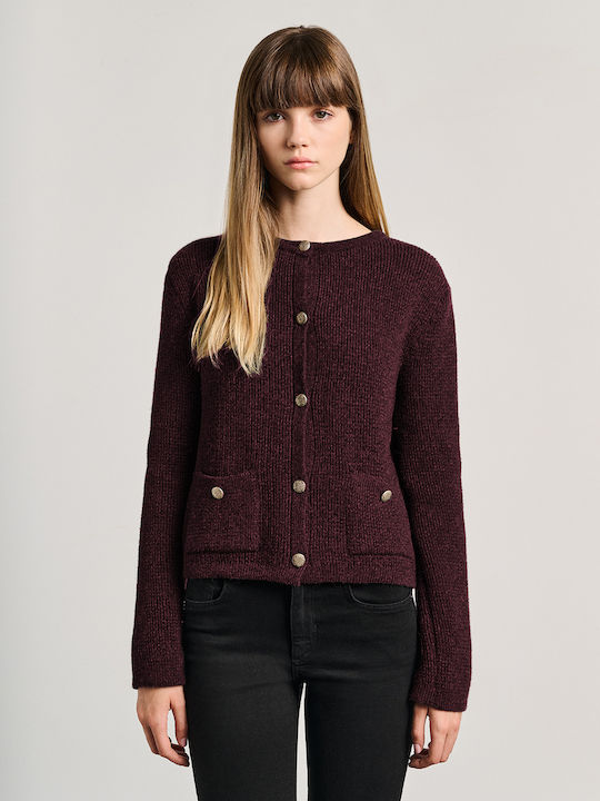 Women's Knitted Cardigan Burgundy 63-212.054.N0015