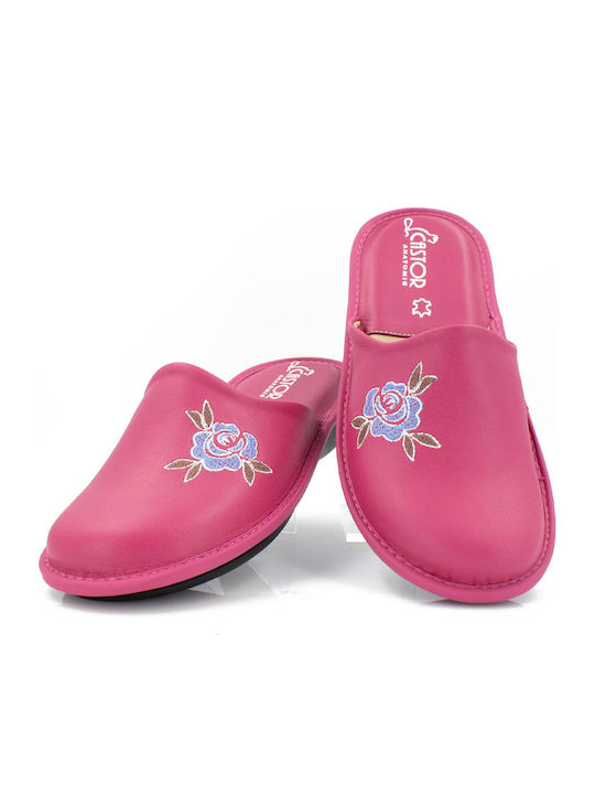 Anatomische Leder Damen Hausschuhe Fuchsie 3728-fuchsie
