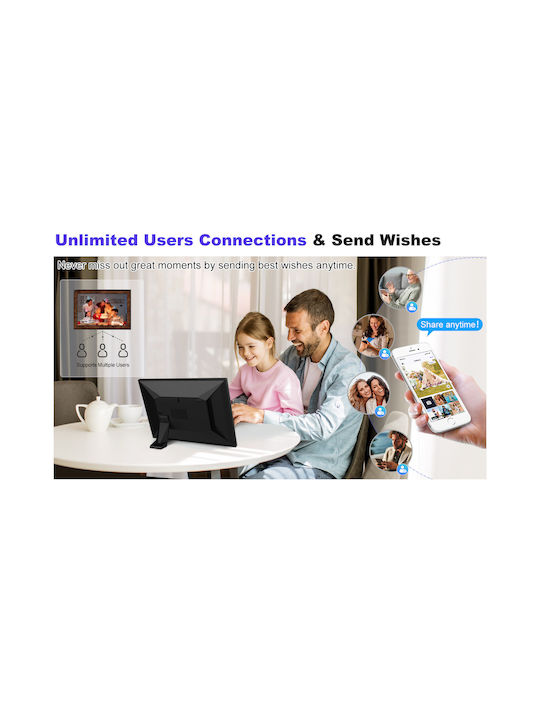Birai Y101 10.1 Zoll Digitale Bilderrahmen WLAN Touch HD Ips 64GB Android 1080p Multi-User Braun