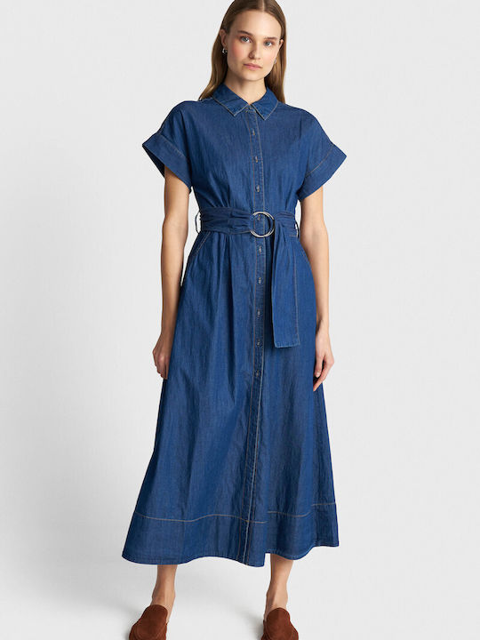 Summer Shirt Dress Denim Blue