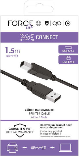 Force Power Usb-B-Stecker Zu Usb-A-Stecker 2.0 Kabel Drucker 1,5m Schwarz
