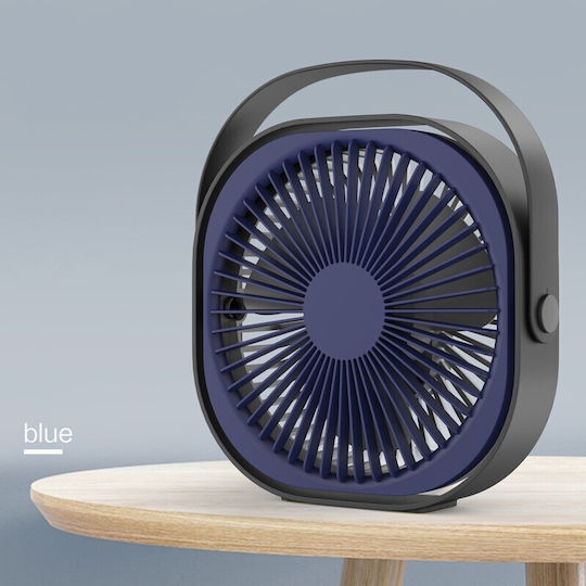 Mini Ventilator De Birou Usb Alista Home Rotire 360 De Grade 3 Viteze 4000 Ma 13.5 X 12.8 Albastru