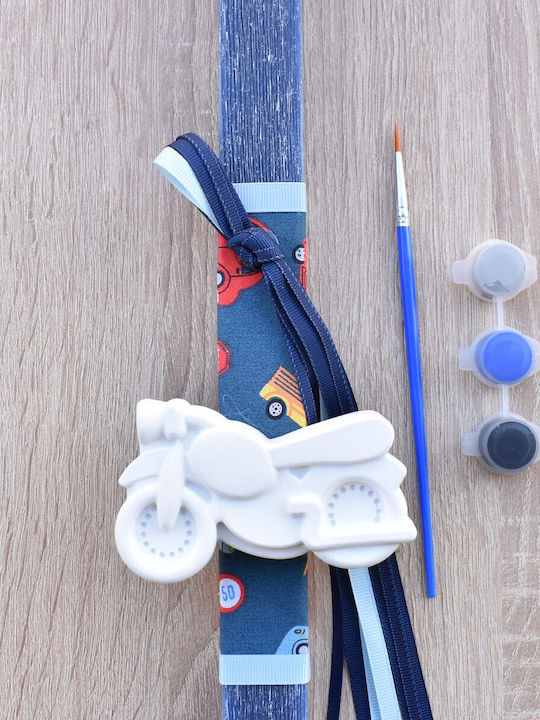 Handmade Scented Candle Boy Motorcycle Blue Square 30cm