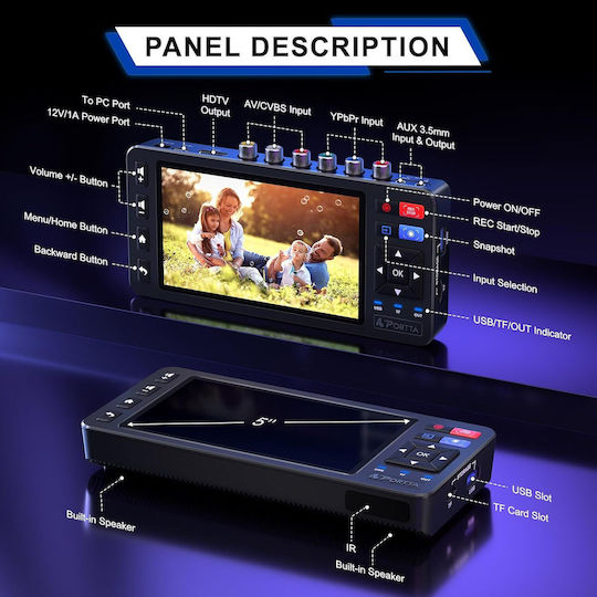 Placă de Captură Video 1080p – Digitalizare Casete Video Grabber Vhs Vcr Hi8 Minidv Dvr Dvd Camere Video Console de Jocuri Alte Dispozitive în Format Digital Suportă Intrări Av Ypbpr Aux Stocare Usb Afișaj Telecomandă