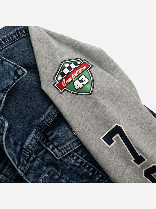 Kinder Denim Jacke mit Kapuze Blau