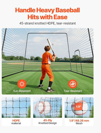 Baseball Cage Vevor Portable Baseball Cage 12000 X 3680 X 3100 Mm Batting Cages 45-ply Knotted Hdpe & Long Mounting Ropes Baseball Cage Net Indoor Outdoor Spaces