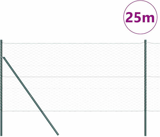 vidaXL Сет Стоманена Мрежа Зелен 1x25m