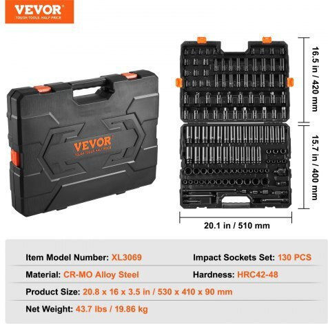 Vevor Касетен Ключ с Орехчета 3/8" & 1/2" 130 Броя