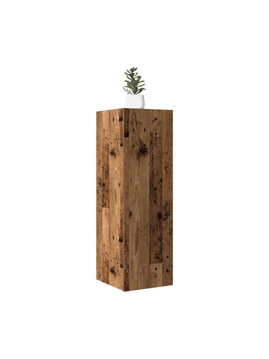 Hanging Living Room Cabinet made of Particle Board with Lighting Brown 30.5x30x90cm