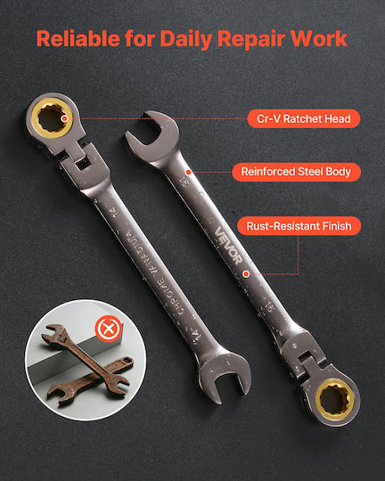 Vevor Set German Polygon Ratchet Ring 12 Pieces