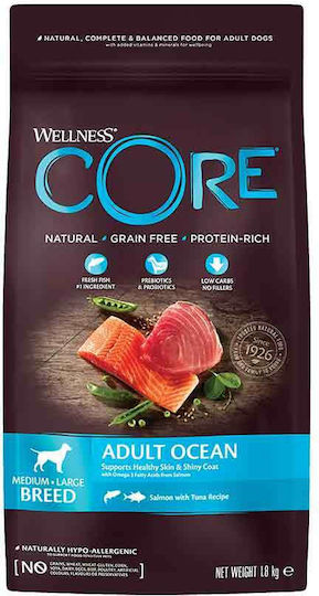 Wellness Core Adult Ocean 1.8kg Dry Food Grain-Free for Adult Medium & Large Breed Dogs with Salmon and Tuna