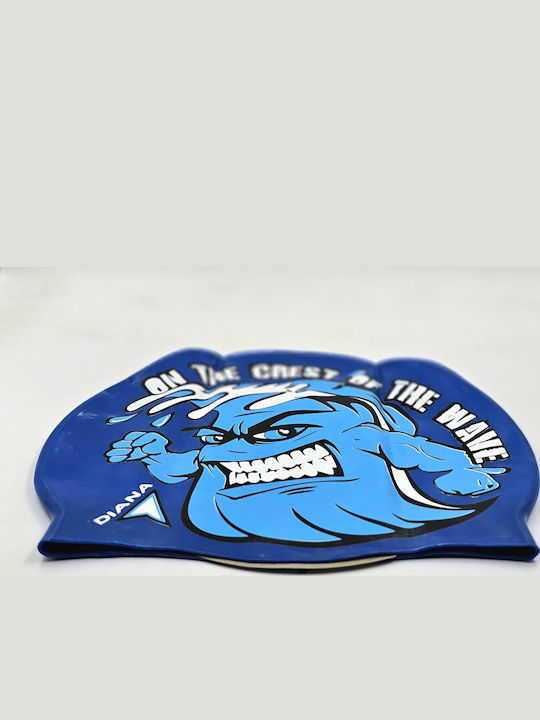 Diana 3-616253-402 Crest Kids Silicone Swimming Cap Printed Blue White Diana 3-616253-402 Crest Kids Silicone Swimming Cap Printed Blue White