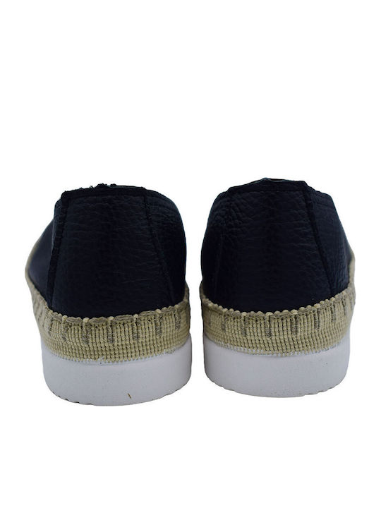 Leather Women's Espadrilles In Black Colour