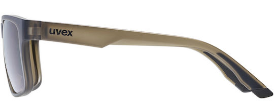 Uvex Cycling Glasses With Brown Frame And Dark Mirror Lenses