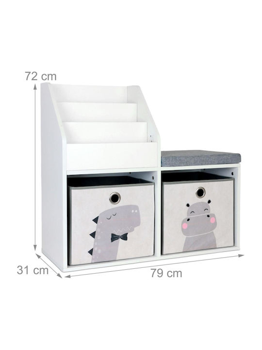 Floor Bookcase Wooden White 72x79x31cm