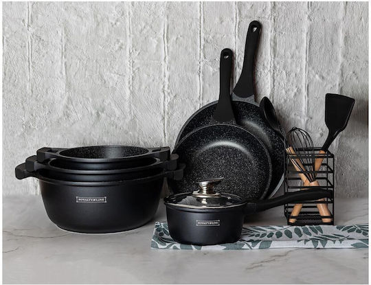 Royalty Line Cookware Set of Cast Aluminum with Non-Stick Interior Coating 5 Pieces